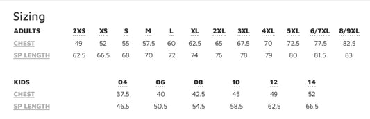 SIZING CHARTS